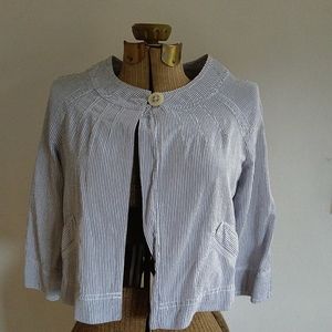 LOFT Pinstriped Sear Sucker Jacket